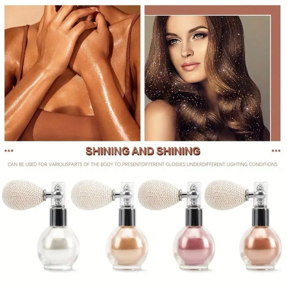 Glamorous Shimmer Nude Pink Glitter Highlight Powder Spray – Face, Body & Hair - Picture 3 of 3